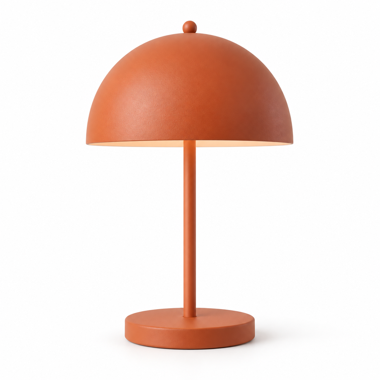 Terracotta metal table lamp on a white background